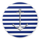 Chrome Anchor on Nautical Navy Blue Stripes Print