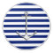 Chrome Anchor on Nautical Navy Blue Stripes Print