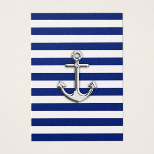 Chrome Anchor on Navy Stripes