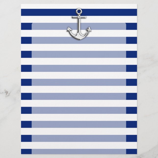 Chrome Anchor on Navy Stripes (Front)