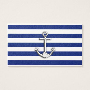 Chrome Anchor on Navy Stripes
