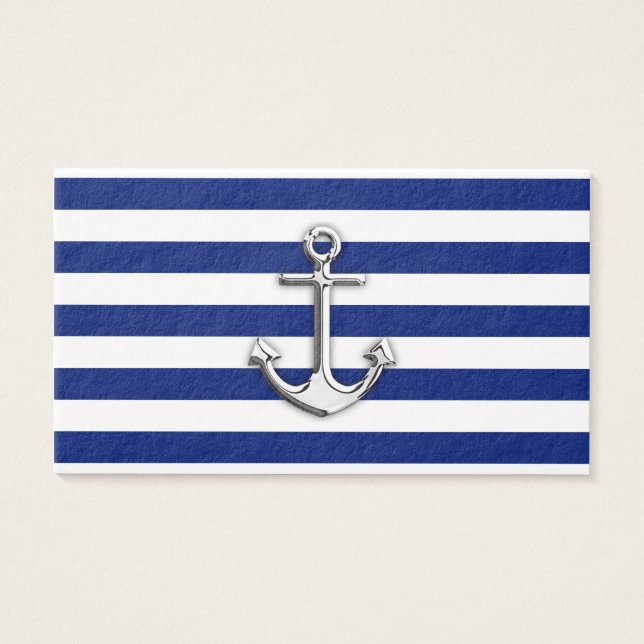Chrome Anchor on Navy Stripes (Front)