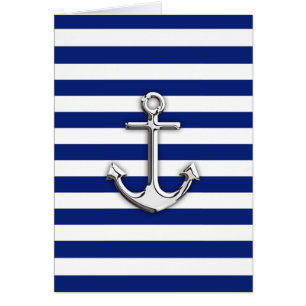 Chrome Anchor on Navy Stripes