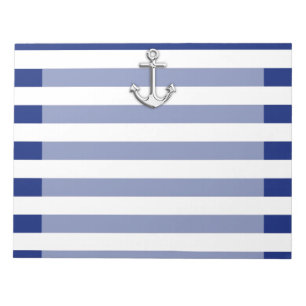 Chrome Anchor on Navy Stripes Notepad