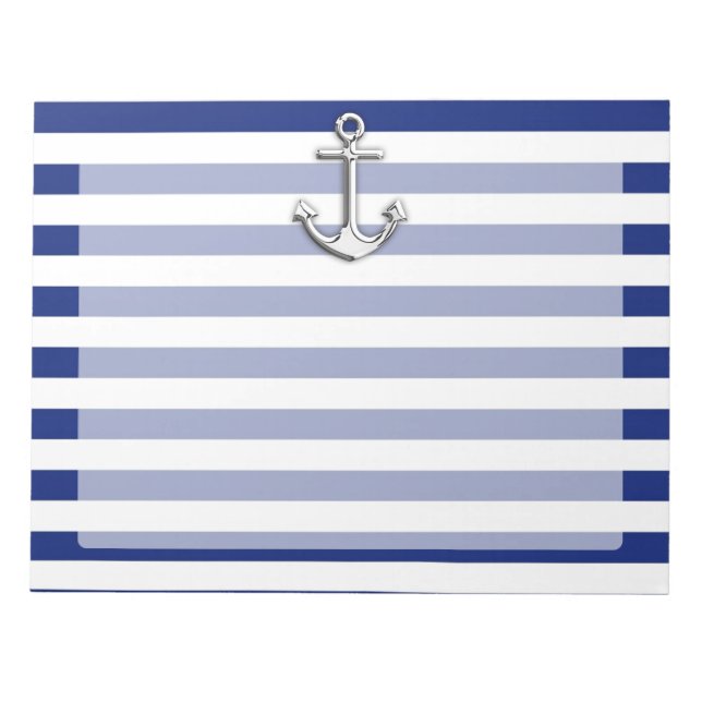 Chrome Anchor on Navy Stripes Notepad (Front)