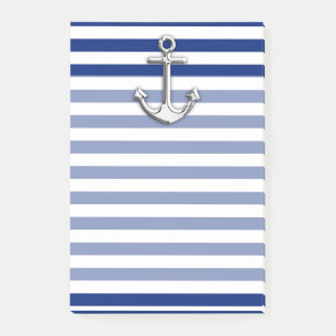 Chrome Anchor on Navy Stripes Post-it Notes