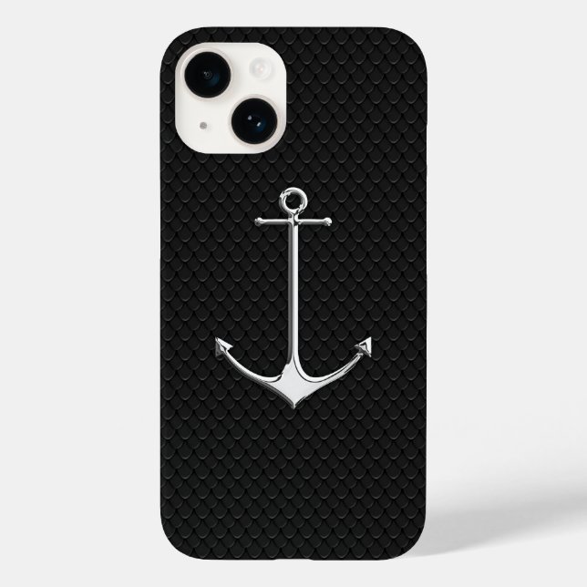 Chrome Anchor on Snake Skin Nautical Lifestyle Case-Mate iPhone Case (Back)