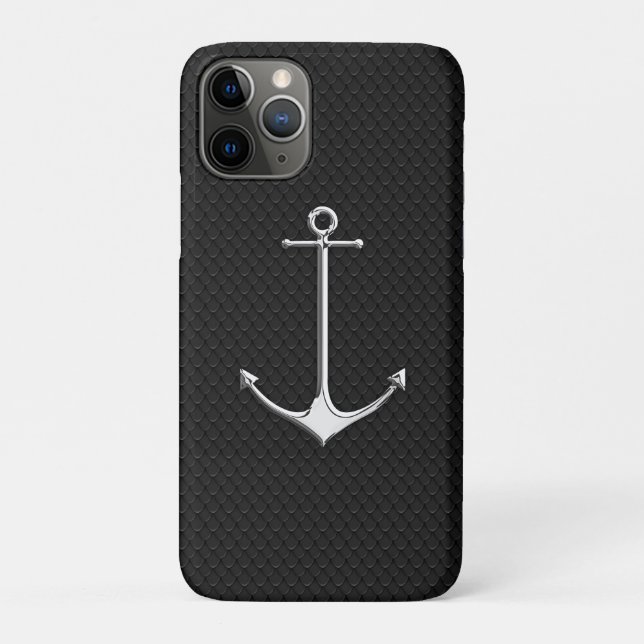 Chrome Anchor on Snake Skin Nautical Lifestyle Case-Mate iPhone Case (Back)