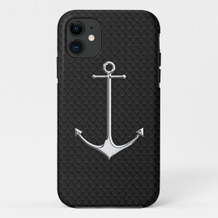 Chrome Anchor on Snake Skin Nautical Lifestyle iPhone 11 Case