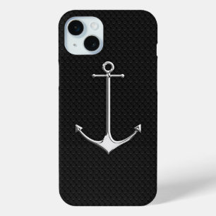 Chrome Anchor on Snake Skin Nautical Lifestyle iPhone 15 Mini Case