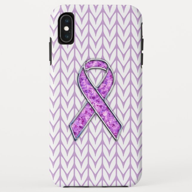 Chrome and Crystals Pink Ribbon Awareness Knit Case-Mate iPhone Case (Back)