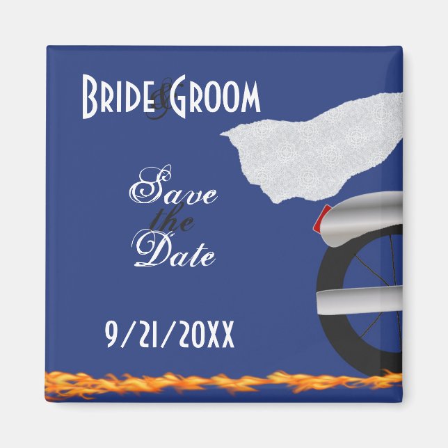 Chrome and Lace Biker Save the Date Magnet (Front)