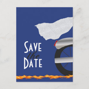 Chrome and Lace Biker Save the Date Postcard