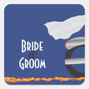 Chrome and Lace Biker Wedding Stickers