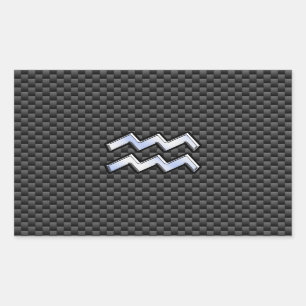 Chrome Aquarius Zodiac Sign Carbon Fibre Styles Sticker