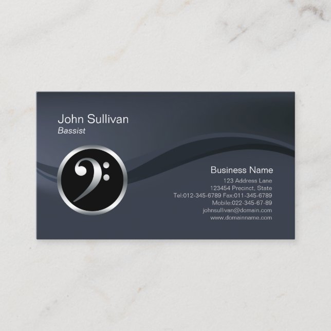 Chrome Bass Clef Icon Baid Carte de visite (Devant)