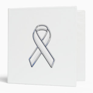 Chrome Belted Style White Ribbon Awareness Binder