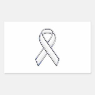 Chrome Belted Style White Ribbon Awareness Sticker