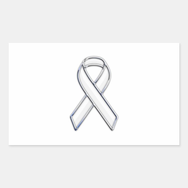 Chrome Belted Style White Ribbon Awareness Sticker (Front)