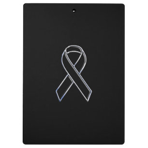 Chrome Black on Black Ribbon Awareness Clipboard
