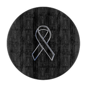 Chrome Black on Black Ribbon Awareness Cutting Board