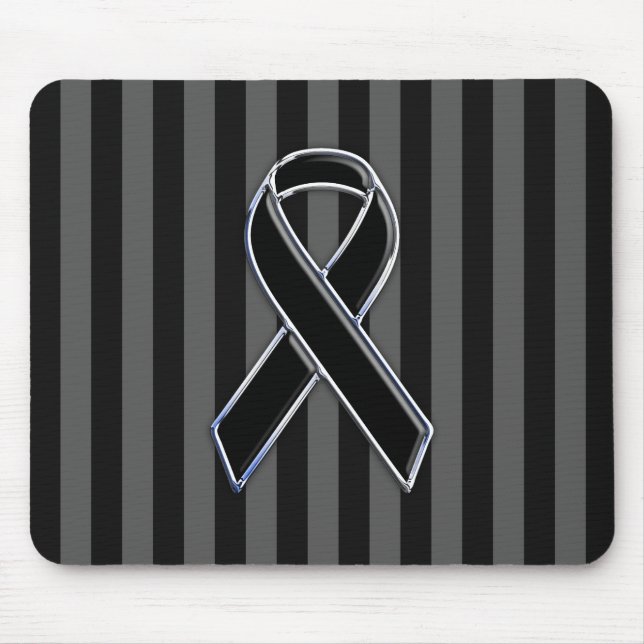 Chrome Black Ribbon Awareness Stripes Mouse Pad (Front)