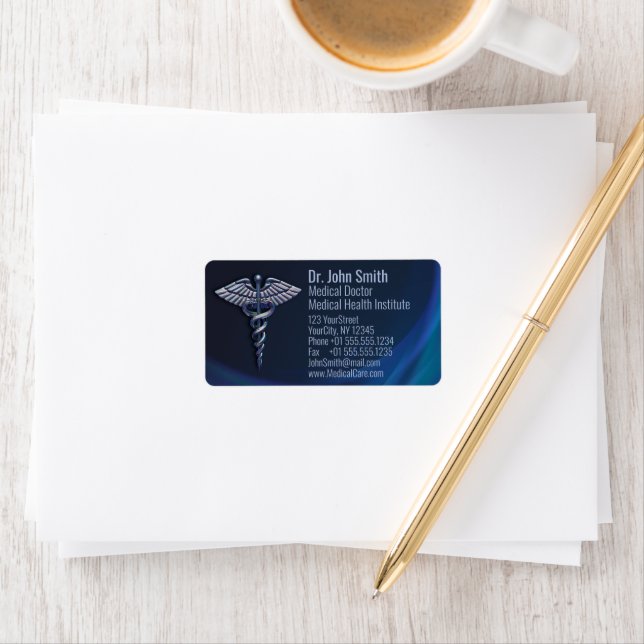 Chrome Caduceus Dark Holographic 3D Medical Label (Insitu)