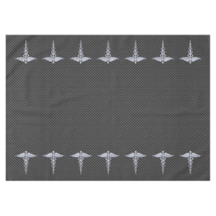 Chrome Caduceus Medical Symbol Carbon Fibre Print Tablecloth
