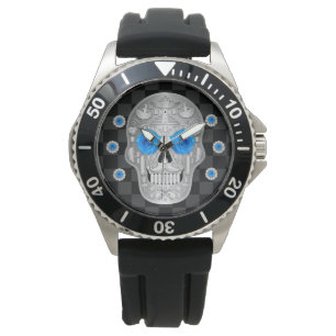 Chrome Calavera (Blue Rose) Watch