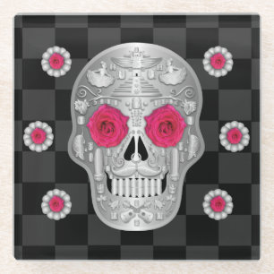 Chrome Calavera Glass Coaster
