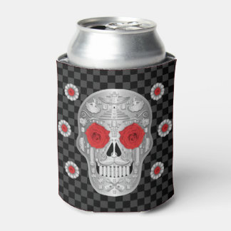 Chrome Calavera (Red Rose) Can Cooler