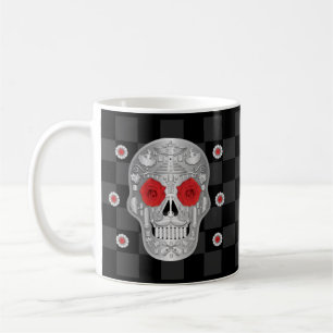 Chrome Calavera (Red Rose) Coffee Mug