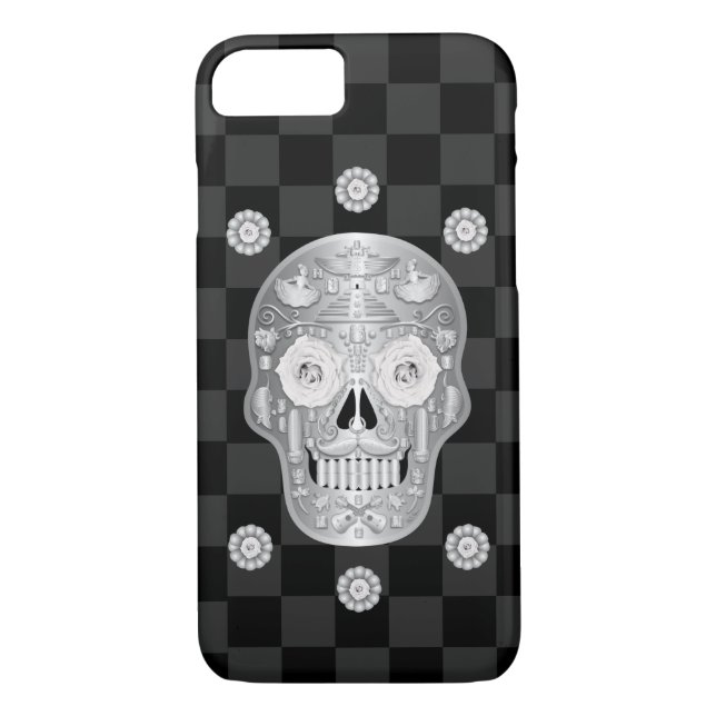 Chrome Calavera (Rose blanche) Coque-Mate coque ip (Dos)