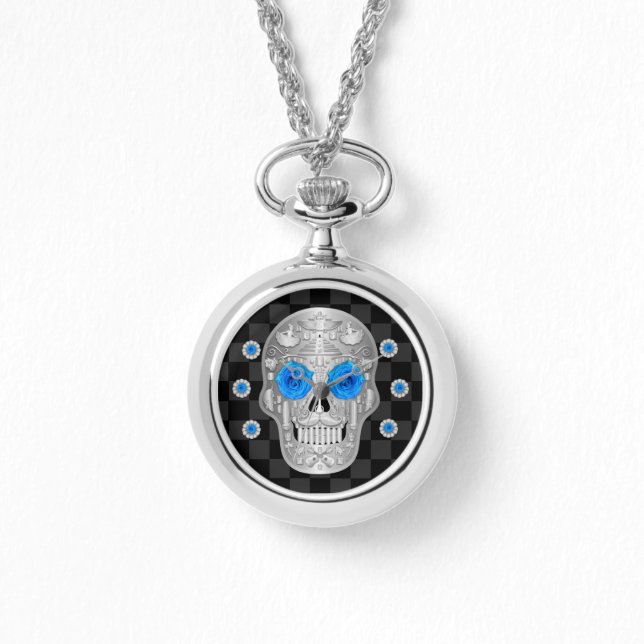 Chrome Calavera (Rose bleu) Montre (Recto)