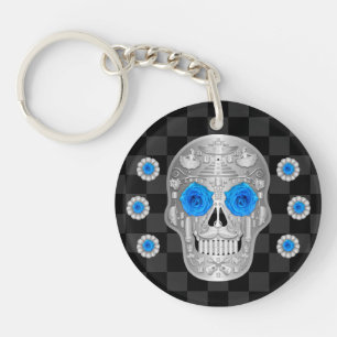 Chrome Calavera (Rose bleu) Porte - clé