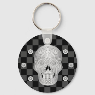 Chrome Calavera Watch Keychain