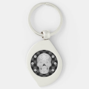 Chrome Calavera Watch Keychain