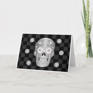 Chrome Calavera (White Rose) Card
