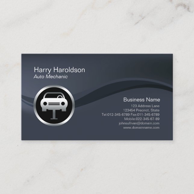Chrome Car Jack Icon Auto Carte de visite mécaniqu (Devant)