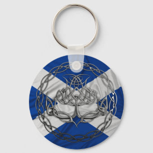 Chrome Celtic Knot Thistle Keychain