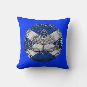 Chrome Celtic Knot Thistle Throw Pillow