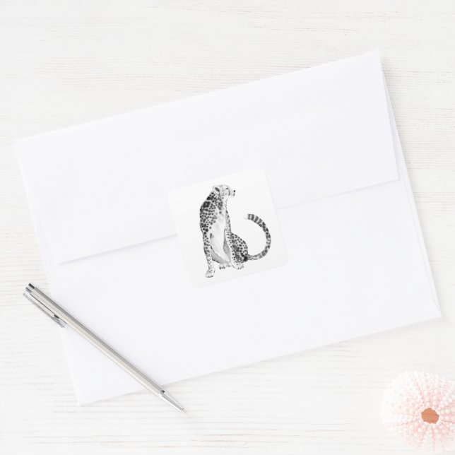 Chrome Cheetah Square Sticker (Envelope)
