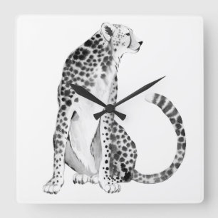 Chrome Cheetah Square Wall Clock