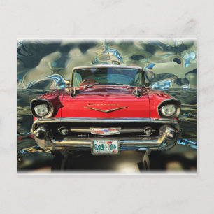 Chrome Chevy 57 Front Postcard