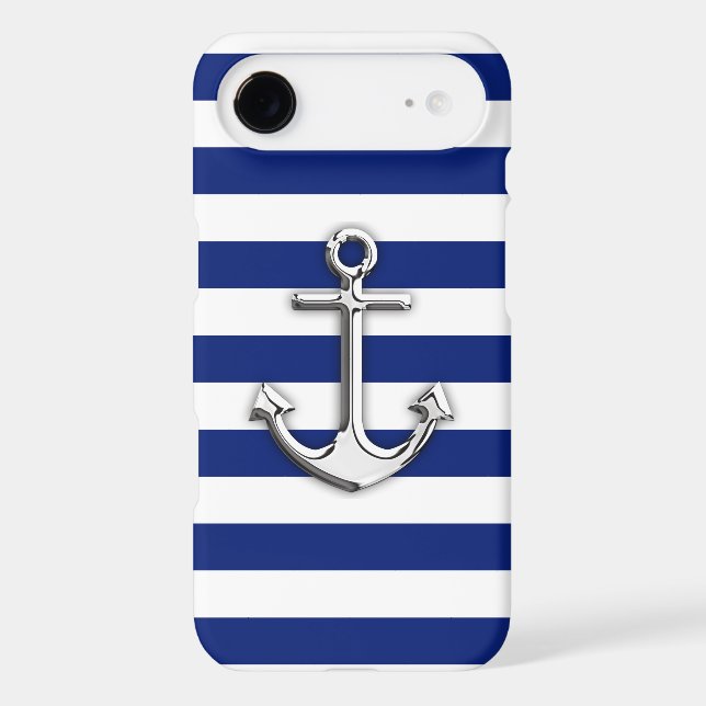 Chrome Comme Ancre Nautique Marine Bleu Stripes (Verso)