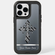 Chrome Croix médiévale iPhone 14 Pro Max Coque
