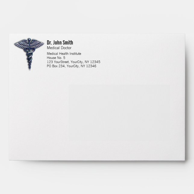 Chrome Dark 3D Holographic Medical Caduceus Envelope (Front)