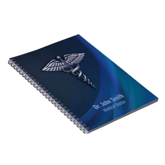 Chrome Dark Caduceus Holographic 3D Medical Notebook (Right Side)