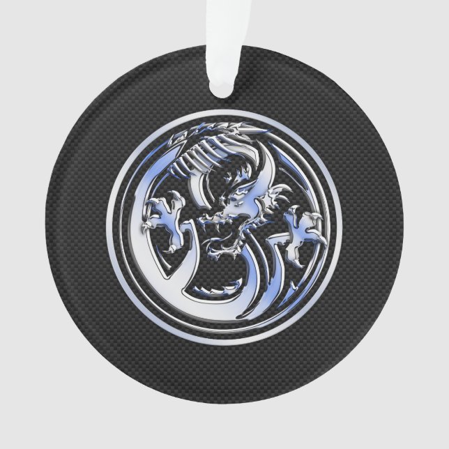 Chrome Dragon Crest black Carbon Fibre Print Ornament (Front)
