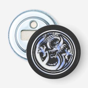 Chrome Dragon Crest dark Carbon Fibre Print Bottle Opener